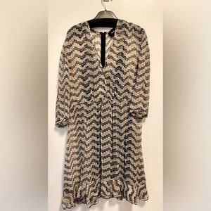 The Kooples printed chiffon mini dress with black slip included, short sleeve